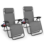 Keplin Gravity Chairs 2 Pack - Adjustable Reclining Zero Gravity Lounger for Garden & Patio - Foldable Lightweight Chairs with Ergonomic Support - Durable Textilene Fabric & Non-Slip Feet-DarkGrey 2pk