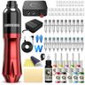 Wormhole Tattoo Kit Tattoo Pen Kit 20 Tattoo Cartridge Needles 10 Color Inks with Foot Pedal, Power Supply, RCA Cord, Tattoo Gun Kit for Artists and Beginners WTK079