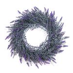 DDHS 18 inch Lavender Wreath, Spring Wreaths for Front Door Artificial Farmhouse Purple Wreaths for Wall Window Party Wedding Indoor Outdoor Decor, Front Door Wreaths for All Seasons