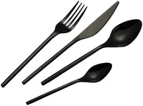 TALFOURD black silverware set Royal 20 Piece Flatware Cutlery Set, 18/10 Stainless Steel Flatware sets, Service for 4, 100% Rust Proof, matte black silverware set