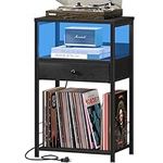 BOLUO Black Record Player Stand wit