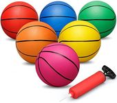 Dilabnba 6 INCH Rubber Basketball, Colorful Kids Mini Toy Basketball, Children's Rubber Basketball, Teenage Basketballs with Pump, Indoor Outdoor Fun Sports for Kids and Adults(6 Pack)