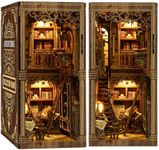 THRIVINGIVAN Book Nook Kit for Adult Miniature Model Build Dollhouse Kit 3D Wooden Puzzle with Sensor Led Light for Bookshelf Bookend Insert Decor Adults Teen Crafts(Classical Book Collection Room)