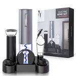 Anpro Electric Bottle Opener Set, Electric Bottle Opener with Charging Base, Aluminum Foil Knife, Vacuum Pump, Vacuum Wine Stopper and Wine Pourer