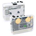 Walkman Auto Reverse ＆Clear Stereo Cassette Player,Built-in Cool Copper Wheel Movement＆Earphone,Cassette Tape to MP3 Converter with Tape Converter Software,Powered by USB Power Cord or AA Battery