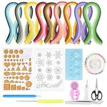 BUZIFU 19 Pcs Paper Quilling Kits 45 Colors 900 Strips Quilling Paper with 10 Quilling Tools, 3D Domes Half Ball Mini Mold, Quilling Template Mould Board, DIY Quilling Strips Kits for Beginners