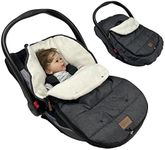 funlife 4 in 1 Premium Waterproof Universal Anti-Wind Infant Car Seat Cover Comes with Ultra Soft Fleece Car Seat Bunting Bag for Winter,Car Seat Cover Bunting Set for 0-18M