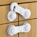 Septeamay 12 Pack Cupboard Locks for Children, Strong Adhesive Child Locks for Kitchen Cupboards, Baby Proof Cupboard Locks, Child Safety Cupboard Locks for Cabinets, Drawer Door, Fridge - White