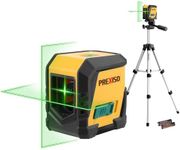 PREXISO Laser Level with Tripod, 65Ft Self Leveling Cross Line Laser Level, Green Line leveler Tool for Hanging Pictures, Home Renovation with LED Indicator & 2 AA Batteries (31-1/2 inch Tripod)