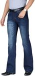 Ben Martin Men’s Bell Bottom Jeans || Bootcut Denim Pants || Wide Leg Flared Jean's for Men || High Waist Stretchable Retro Fit || Cotton Jean for College Casual Dark Blue, Size 32 (0)