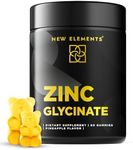 Zinc Glycinate Gummies for Adults | Zinc Supplements 50mg | Supports Immune Health | Metabolism | Skin Care Supplement | Vegan | Non-GMO | Gluten-Free | Natural Pineapple Flavor | by New Elements