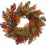 KORSMV Artificial Fall Wreath for Front Door Autumn Door Wreath with Colorful Fall Oak Leaves,Orange Berries,dry vine branches for Front Door Indoor Outdoor Wall Porch Farmhouse Garden Home Decoration