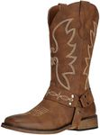 SheSole Womens Square Toe Cowgirl Cowboy Boots Wide Calf Fashion Western Shoes Brown US 8