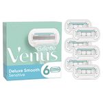 Gillette Venus Deluxe Smooth Sensitive Razor Blades Women, Pack of 6 Razor Blade Refills, Lubrastrip with A Touch of Aloe Vera