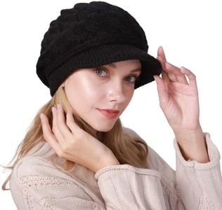 Rayson Donna Berretto Invernali Cappello da Lavorato a Maglia Morbido Caldo Berretti Beanie Adatto per La Protezione Solare Esterna Casual (Nero)