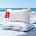 Luxury Goose Feathers Down Pillows King Size Set of 2, Gusseted Bed Hotel Collection Pillows for Sleeping, Soft Support Medium Firm Down Pillows for Side Back Stomach Sleepers