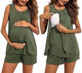 Ekouaer Womens Maternity Pajama Set Sleeveless Sleepwear Soft Lightweight Breastfeeding Pjs Army Green S