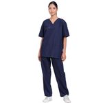 Triyaansh Medix Women Veda V Neck Scrub | 6 pocket Scrub | Comfortable Scrub Suit | High Quality Breathable Material | For Doctors | Nurses | Paramedics (Midnight Blue, Small)