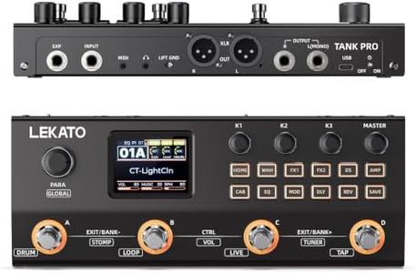 LEKATO TANK PRO Guitar Multi Effects Processor, 300+ Effects, 90 Amp & Cab Modeling, IR Loader, 150.8s Looper, 100 Drum Rhythms, XLR Output, USB Audio Interface Stereo OTG BT Audio 7 Hours Battery