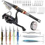 Alwonder Fishing Rod and Reel Combo Telescopic Rod 4000 Spinning Reel Combo Set Saltwater Sea Fishing Lures Jigs Spoon Spinner Sandeel Lures Sea Gear Equipment Tackle 2.3M