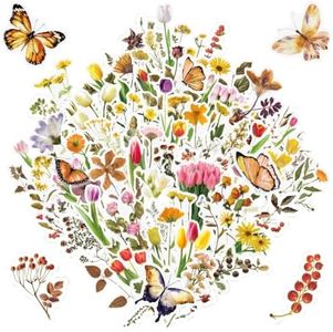 FUNCLASS 200 Pcs Vintage Flower Stickers for Scrapbooking, Warm Botanical