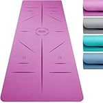 Core Balance TPE Yoga Mat with Alignment Lines 6mm Non Slip Foam Exercise Fitness with Travel Strap (Purple)