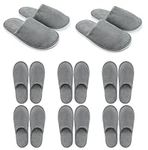 8 Pairs of Spa Slippers, Disposable Velvet Slippers,Reusable Non Slip Guests Slippers for Travel Home Hotel Nail Salon Use(Gery)