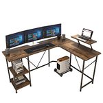 Maxzzz Computer Desk, L Shaped Desk Gaming Desk with Storage Shelves, Multi-Usage Laptop Desk & Home Office Desk Sturdy Gaming Table Workstation Desk with Large Monitor Stand