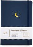 Yop & Tom Moon & Stars Dotted Notebook - With Extra Thick 160 GSM Paper and Grid Guide - Bullet Grid Journal - Midnight Blue