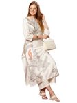 GoSriKi Women's Cotton Blend Straight Printed Kurta with Pant (Nenisha Cream-JL-GS_S_Cream_Small)