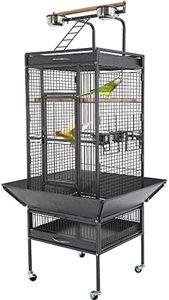 BestPet 61-inch Wrought Iron Large Bird Cage with Play Top and Rolling Stand Parrot Cage Bird Cages for Parakeets Parrots Conures Lovebird Cockatiel Cockatoo Chinchilla Finch Cage Macaw