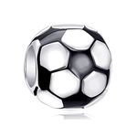 Football Charm, Soccer Ball Charms, fits Pandora Sport Bracelet/Necklace, 925 Sterling Silver Round Beads with Black Enamel, Gift for Daughter/Son/Best Friends/Boy/Dad