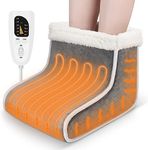 Split Electric Foot Warmer,Quick Heating Pad for Feet,Universal Size Heated Slippers for Men Women,Soft Heated Boots,Feet Warmer with Removable Washable Liner for Home, Office,Christmas. (Gray-black)