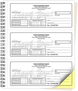 Custom 8.5" x 7" (3 Per Page) Carbonless NCR Books in 2-Part Duplicate Invoices, Receipts, Work Orders, Sales Orders, Purchase Orders, Estimates, Quote Forms with Your Company/Business Name (300 Sets)