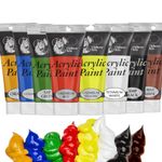 Acrylic Paint Tubes 120 ml (Pack of 8) | art supplies | acrylic paint set | fabric paint | craft paint | ceramic paint | window paint | kids painting set