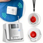 SYNLETT Caregiver Pager Wireless Call Buttons Motion Sensor Alarm Indoor for Elderly Monitoring Fall Prevention Bed Alarm Alert System Portable Nurse Call for Seniors Dementia Patients Emergency