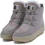 UGG NOCK Womens Boots Ladies Lace Up Casual Ankle Winter Sneakers Shoes Water Resistant Sheepskin Wool Lining Snow Boots Grey 7L EU 38