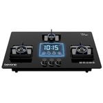 Beyond Appliances Dorado 3 Burner Smart Glass Hobtop Gas Stove | Auto Ignition | Digital Timer | Flame Failure Device | Toughened Glass | LPG & PNG Compatible