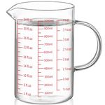 Luvan 34 oz/1000 ml/4 Cups Glass Measuring Cup, Liquid Measuring Cup with 3 Scales (Ml/Oz/Cup), Heatproof Glass Measuring Cup with Handle and V-Shaped Spout, Dishwasher/Freezer/Microwave Safe