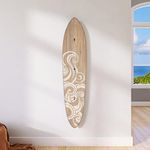 Vintage Wooden Surfboard Growth Chart | Wood Height Chart for Boys, Girls & Kids (Wood w/White Wave)