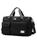 Small Gym Bag for Women Men Sport Travel Duffle Bag with Shoe Compartment and Wet Pocket, Waterproof Tote Duffle Weekender Bag for Trip, Workout, Sports, Black