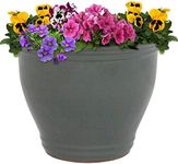 Sunnydaze Studio 15-Inch Outdoor Ceramic Planter - Plant Pot with Gray Glazed Finish