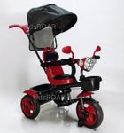 kidsROAR Stroller Tricycle for Kids for 1 Year+ | 2 Year+ Baby Cycle with Rotational Leather Seat | Light Music | Removable Canopy | Push Handle | 4 in 1 Baby Cycle for 1 Year Kids (5004 RED)