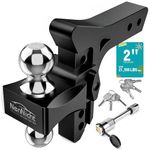 Adjustable Trailer Hitch - Heavy Duty Drop Hitch Fits 2 Inch Receiver, (Max 21,500 LBS GTW), Aluminum Tow Hitches 6-Inch Drop/Rise, (2'' and 2-5/16'') Tow Balls, Truck Hitch Ball Mount