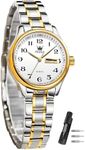 OLEVS Two Tone Watches for Women - Stainless Steel with Date, Luxury Arabic Numerals, Gold & Silver Tones, Reloj para Mujer