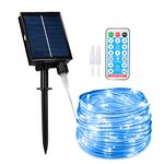 Solar Rope Light Outdoor Waterproof String Light, Lychee 66ft 200LED 8 Modes IP65 Waterproof Large Solar Powered Tube Light with Remote Control for Indoor Outdoor Party Holiday Decoration(Blue)