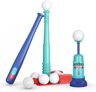 TOMLEON T Ball Stand for Kids and Toddlers 1-3, 3-5, 5-8. Baseball Set Includes 6 Large Balls, an Adjustable Tball Batting Tee, and a Pitching Machine. Kids Bat and Ball, T-Ball Sets for Kids