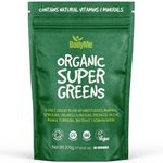 BodyMe Organic Vegan Greens Powder - Vegan Superfood Blend of Wheatgrass, Moringa, Spirulina, Ashwaganda and Other Organic Ingredients - Quick & Easy Nutrients, (30 Servings, 270g) | UK