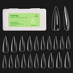 Beetles Gel Nail Tips Kit 500Pcs Clear Full Cover Medium Stiletto Pre-shaped False Nails for Gel Polish, Soak Off Easy Nail Extensions Acrylic Nails False Press on Nail Tips