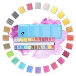 Paul Rubens Professional Metallic Watercolor Paints Set, Pearl Paint, Portable Metal Case with Palette, Set of 24 Half Pans, Art Supplies for Artists, Beginners, Hobbyists, Students